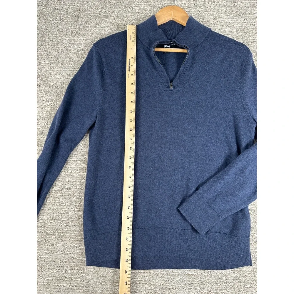 Banana Republic Mens Blue Italian Merino Wool Quarter Zip Sweater Size M Baruffa